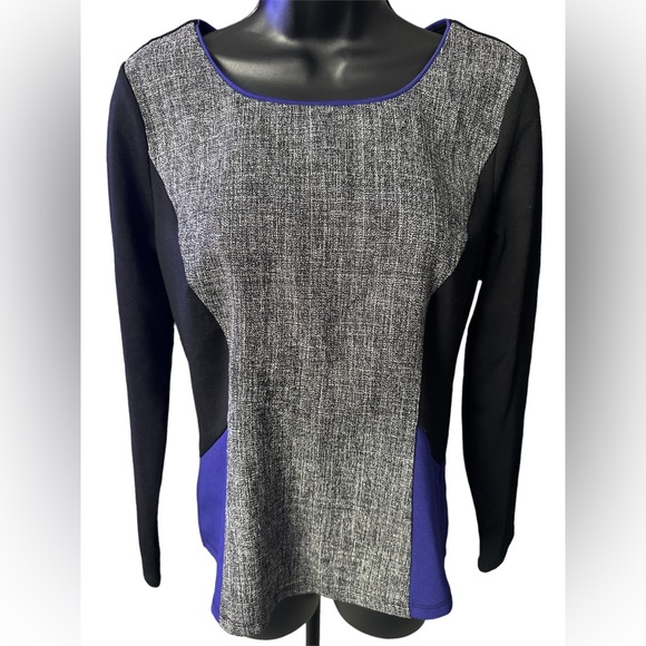 ANN TAYLOR Colorblock & Tweed Long-sleeved Top - Picture 6 of 7